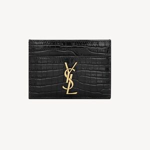 NIP YSL CASSANDRE CARD CASE IN CROCODILE-EMBOSSED SHINY